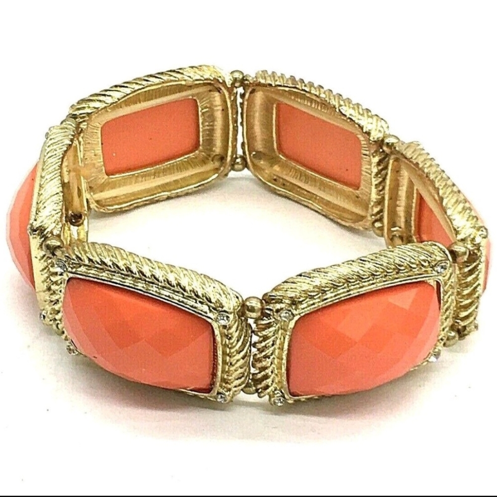 Orange Autumn Fall Color Acrylic Panel Stretch Bracelet